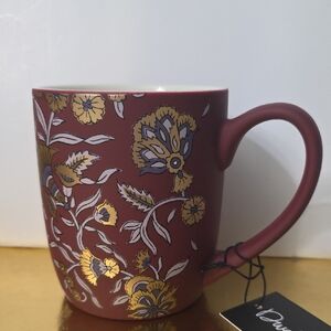 Dwell Studio Floral Red Mug with Gold Accents, NWT